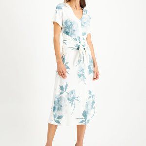 NWT ALFANI FLORAL PRINT TIE FRONT SHIRTDRESS - M